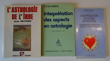 Lot de 3 livres Astrologie  Inde Affective Interprétation dervy carter aubier