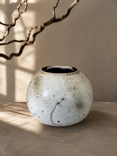 Vase boule grès - en, Émaillé
