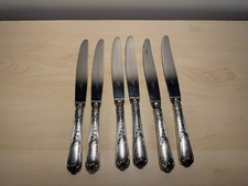 Lot de 6 grands couteaux Ercuis Louis XV, en métal argenté, lames inox