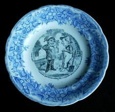 Assiette parlante en faïence de Gien, langage des fleurs n°6 giroflée