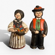 Couple Figurines Anciennes Tyrol Folklorique — THUN Bolzano Bozen— Bel Etat