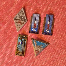 Lot de 5 insignes CJF – Chantiers de la Jeunesse Française – Drago – Émaux - WW2