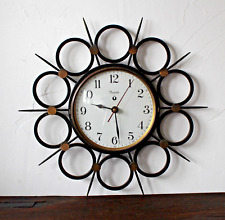 Pendule murale VEDETTE Soleil en Métal Déco Design Vintage années 50-60