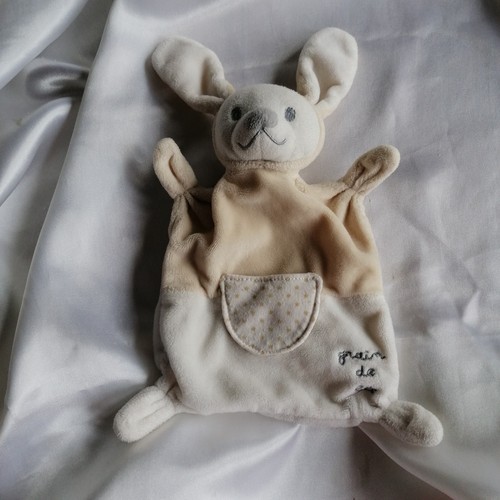 Doudou lapin écru blanc - écru, et