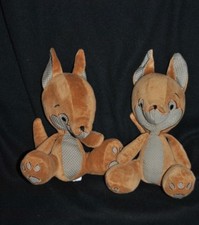 ?Lot 2 Doudou Renard FL AUGUSTA Brun Marron Peluche 20 Cm FRANCE LOISIRS NEUF