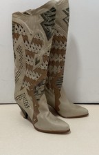 Bottes En Cuir Beige Et Marron