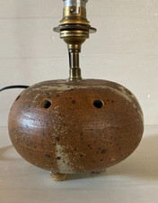 Petit pied de lampe tripode en grès vintage année 60 céramique