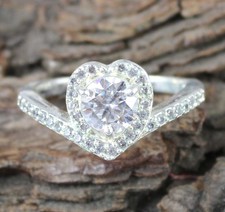 Forme Coeur Coupe Ronde Blanc Diamant Solitaire 1.17 CT Certifié Femme Bague