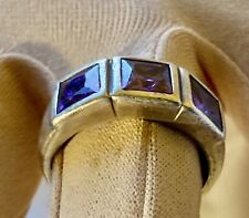 bague art déco, tank ancienne argent massif & améthyste, jewelry -Vintage -N°106