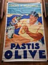 Superbe  affiche 1935 comme a marseille  pastis olive 200x130cm Très Grand Forma