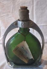Ancienne Bouteille armagnac DUCASTAING étrier métal et cuir vintage Made France