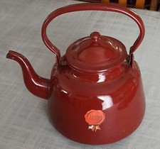 bouilloire en tôle émaillée Aubecq. Vintage Années 1940