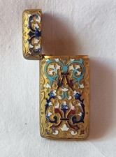 Ancien pyrogène émail cloisonné boite allumettes collection