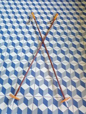 ANCIEN-BÂTONS de SKI ROSEAU-VINTAGE-DéCO-CHALET-MONTAGNE-141cm-LILJEDAH-NORVèGE