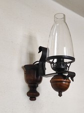Luminaire ancienne Applique bois et fer forgé