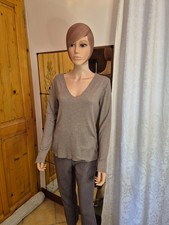 Pull fin col V femme marron