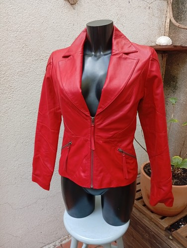 Veste cuir rouge nathalie - veste,