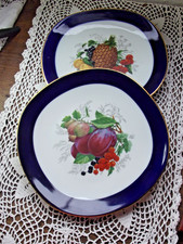 2 assiette 'fruifs" bleu de four en porcelaine  Limoges Chadelaud