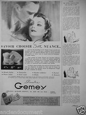 PUBLICITÉ 1936 POUDRE GEMEY