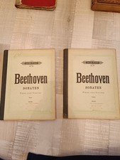 2 Livres Anciens Partitions De Musique Beethoven Sonateen Pour Piano Et Violon