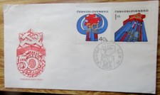Enveloppe 2 timbres 14 5 1971 Praha Tchécoslovaquie Ceskoslovensko 50 Let KSC