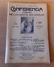CONFERENCIA revue n°22 1922 Robert de Flers lettres d'amour l'Ariette au théâtre