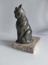 Hippolyte Moreau (1832-1926) Rare sculpture Chat assis, Signé "Franjou" Art Deco