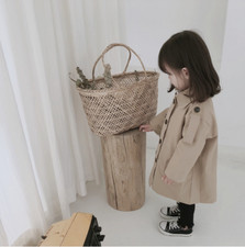 LITTLE NEW YORKER GIRLS TODDLERS BASIC OVER FIT KHAKI TRENCH COAT JACKET