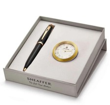 Sheaffer 100 Stylo Bille G9322 Brillant Noir Avec Or Bord et Doré Bureau Horloge