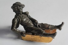 Ancien Bronze enfant Luge