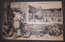 CARTE POSTALE ANCIENNE FEMME VELO CASERNE DUNKERQUE 1910-1915