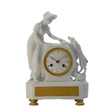 Pendule romantique en biscuit et bronze doré clock uhr reloj orologio