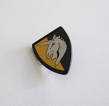 PLAYMOBIL (L642) MOYEN-AGE - Bouclier Noir & Jaune Tête de Licorne 3265 Vintage
