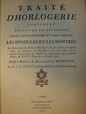 TRAITÉ D'HORLOGERIE PENDULES ET MONTRES PAR JEAN ANDRÉ LEPAUTE HORLOGER DU ROY