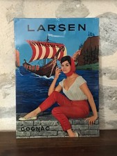 Ancienne plaque publicitaire en tôle "COGNAC LARSEN" 