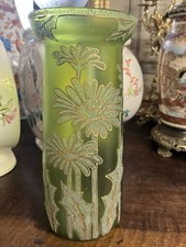 Vase Art Nouveau verre Vert émaillé Chardons LEGRAS ?