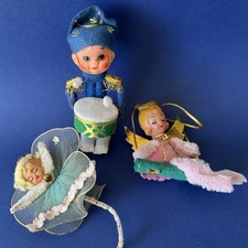3 décorations de Noël vintage ange elfe Made in Japan Xmas ornaments MCM Pixie