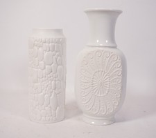 Paire Vintage Biscuit Porcelaine Structure Vases Ak Kaiser & KPM Bavaria Blanc