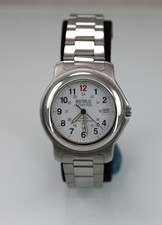 Benrus Ultrasteel Montre Hommes Argent Inoxydable Batterie 50m Date 24hr Blanc