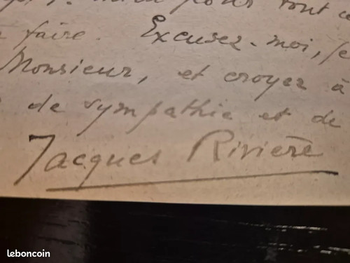 Très rare lettre - , manuscrite
