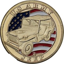 [#137653] France, Medal, US Army, Jeep, Steel, Colourized, MS