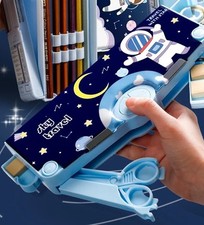Trousse Scolaire Multifonction Astronaute Pratique Magique Ciseaux Taille Crayon