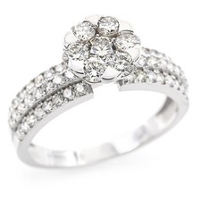 Bague Diamant Pavé Fleur Or