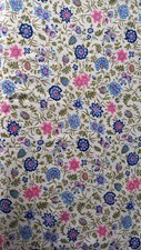 ANCIEN  TISSU COUPON FLEURI  EN COTON  1,70 METRE SUR 0,83 METRE