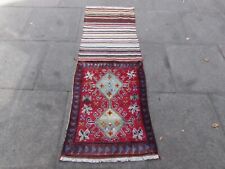 Ancien Worn Main Fabriqué Traditionnel Oriental Laine Rouge Kilim Sac Chemin