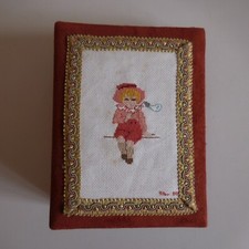 Album photo fait main broderie canevas vintage art déco maison design XXe N5080 