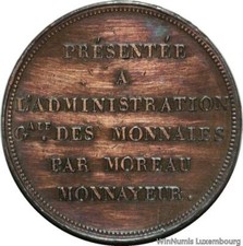 TT0055 Rare 2 Francs Essai Charles X Moreau Monnayeur Tr. Relief 1824 SUP