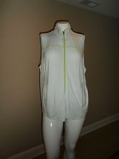 Chaps women's plus Solid  Zip up Vest White Contrasting neon trim Size:3X New wt