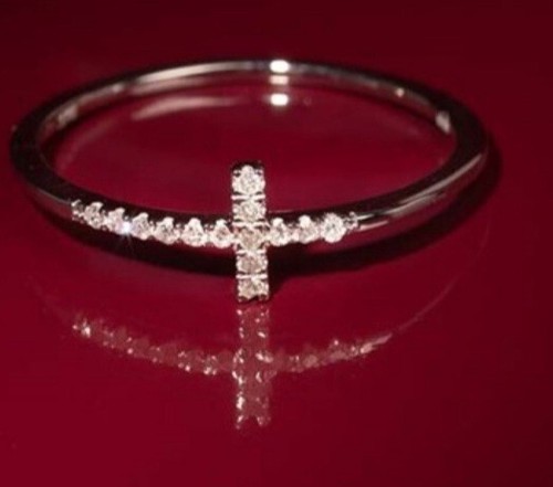 Bague croix blanc et - croix, or