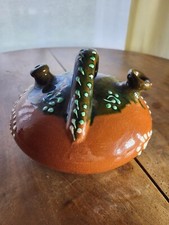 Gargoulette en Terre Cuite Vernissée Verte Potiche Ancienne Cruche À Eau